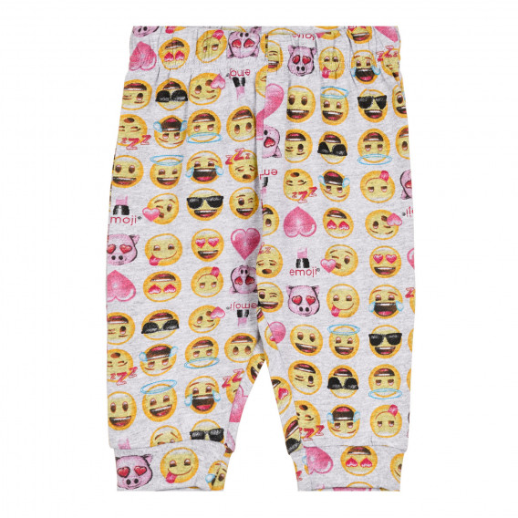 Панталон с принт на Emoji за бебе, сив ZY 319828 