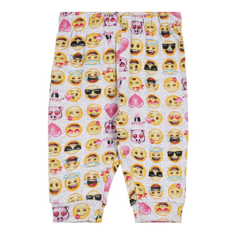 Панталон с принт на Emoji за бебе, сив  319828
