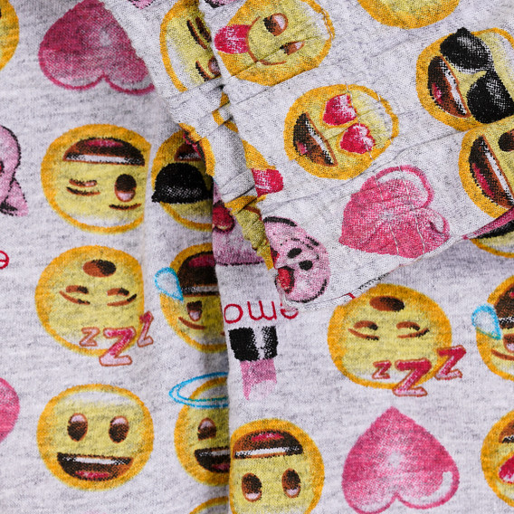Панталон с принт на Emoji за бебе, сив ZY 319830 2
