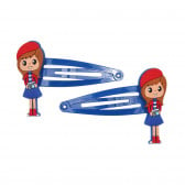 Комплект от два броя фиби за коса с момиченце, сини ZY 320091 