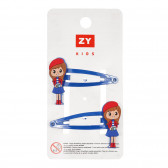 Комплект от два броя фиби за коса с момиченце, сини ZY 320094 4