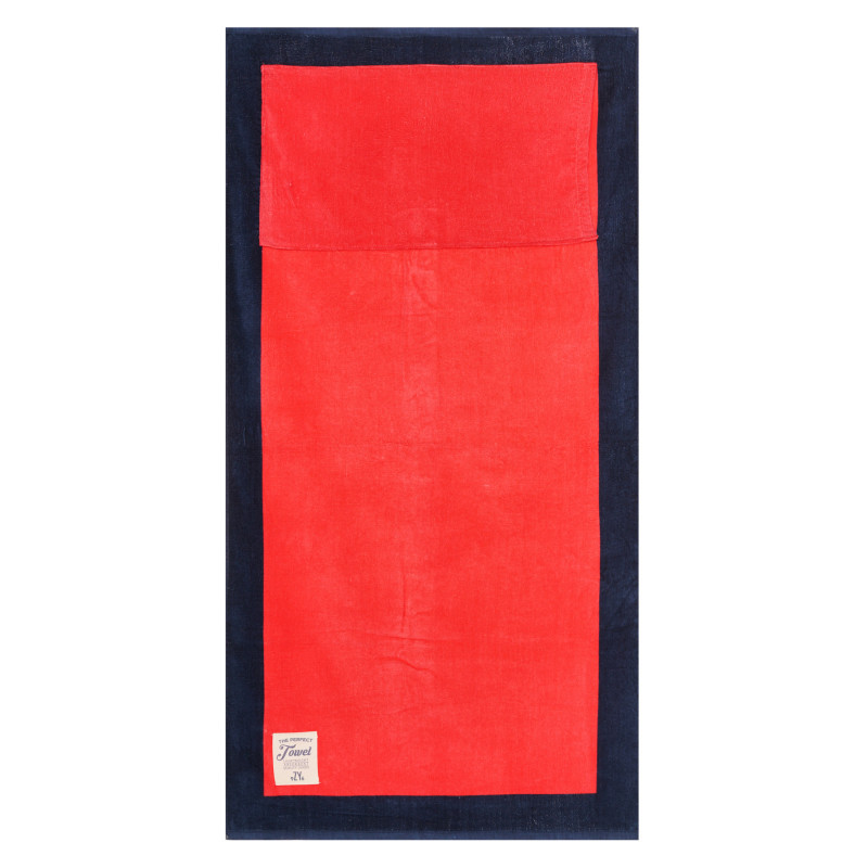 Плажна кърпа със син кант, червена  320101