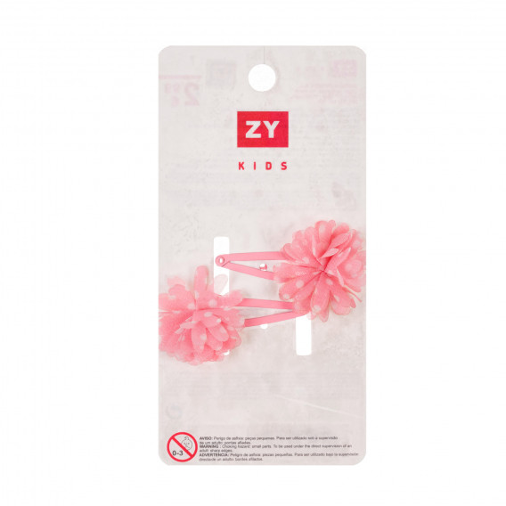 Комплект от две фиби с цвете, розови ZY 320167 2