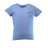 Памучна блуза в моряшко рае с къс ръкав за момиче с апликация слънце Esprit 32019 