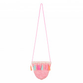 Плетена чантичка с пискюли за момиче, розова ZY 320191 