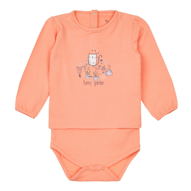 Боди тип блуза Funny garden за бебе, оранжево  320211