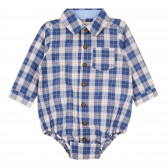 Карирана риза боди с джоб за бебе, синя ZY 320279 