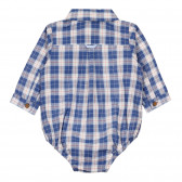 Карирана риза боди с джоб за бебе, синя ZY 320282 4
