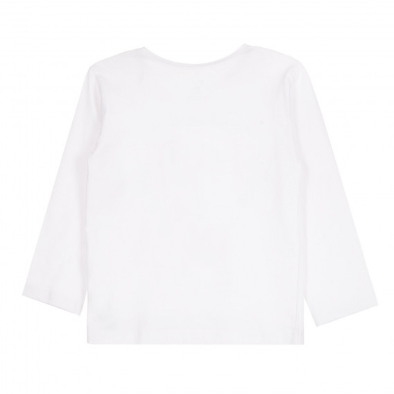 Памучна блуза с дълъг ръкав и щампа, бяла ZY 320314 4
