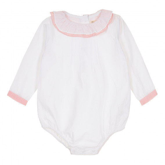 Боди тип риза с оранжеви акценти за бебе, бяло ZY 320359 