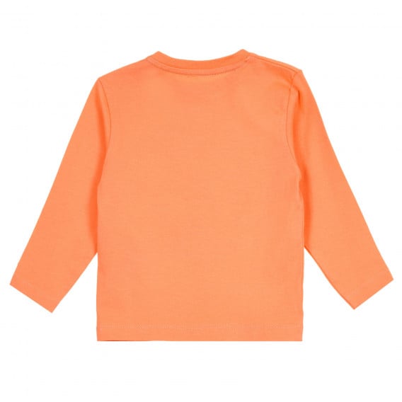 Памучна блуза с дълъг ръкав и щампа, оранжева ZY 320385 4