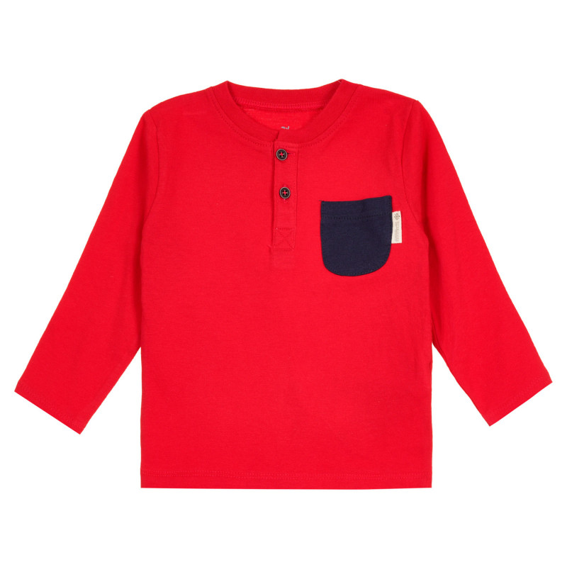Памучна блуза с дълъг ръкав за бебе червена  320513