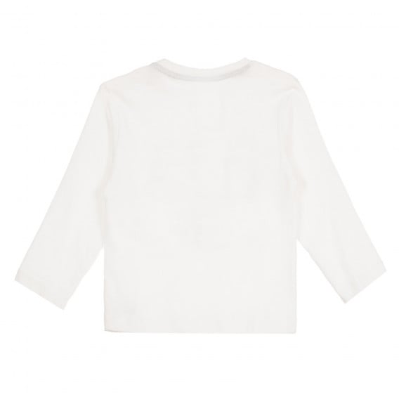 Памучна блуза с графичен принт за бебе, бяла ZY 320540 4