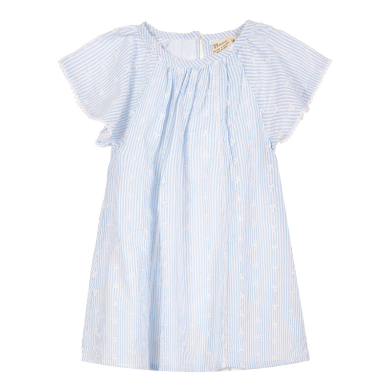 Памучна раирана рокля с декоративна бродерия за бебе  320545