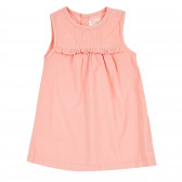 Джинсова рокля без ръкави с къдрички за бебе, розова ZY 320561 