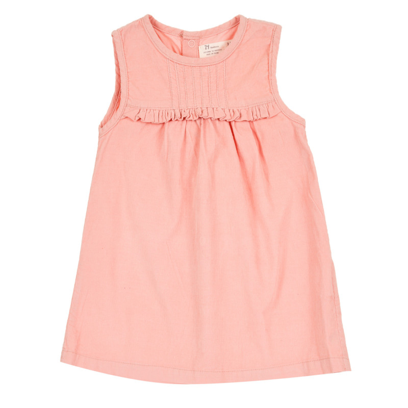 Джинсова рокля без ръкави с къдрички за бебе, розова  320561