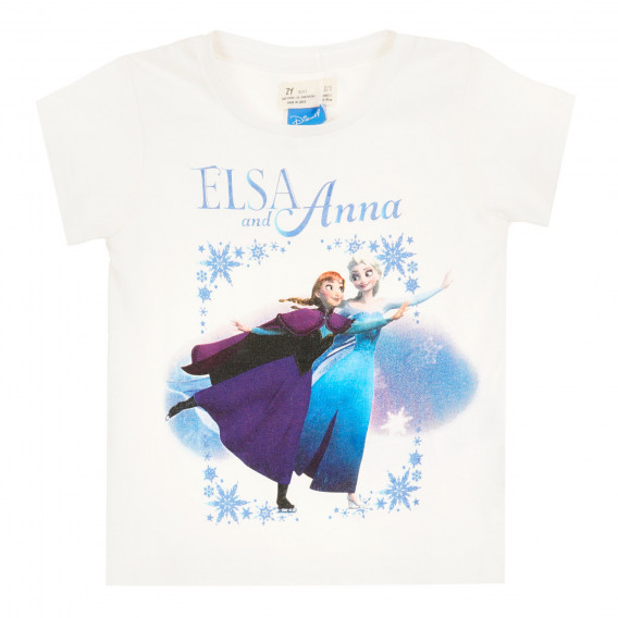 Памучна тениска с щампа Frozen за бебе, бяла ZY 320569 