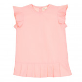 Памучна блуза с къс ръкав и къдрички, розова ZY 320692 