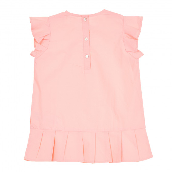 Памучна блуза с къс ръкав и къдрички, розова ZY 320694 3