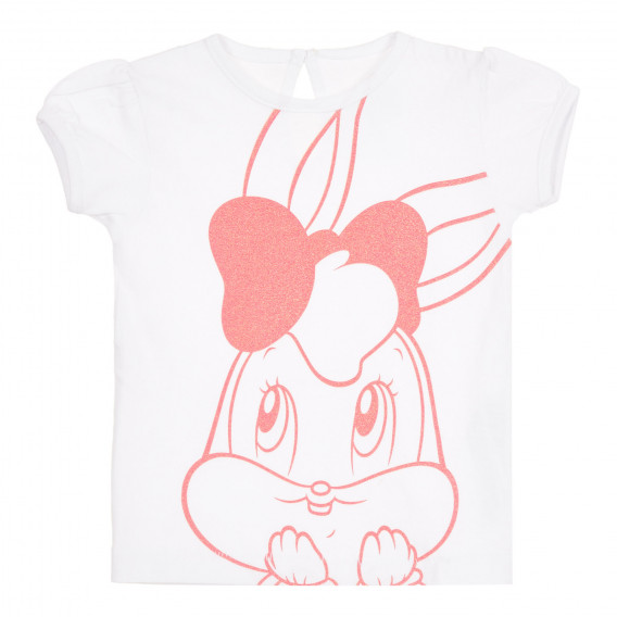 Памучна тениска с брокатена щампа за бебе, бяла ZY 320715 