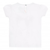 Памучна тениска с брокатена щампа за бебе, бяла ZY 320718 4