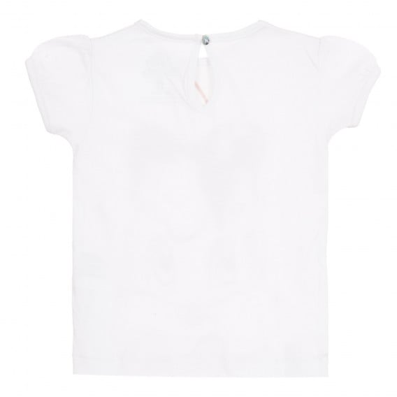 Памучна тениска с брокатена щампа за бебе, бяла ZY 320718 4