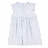 Памучна рокля без ръкави с къдрички за бебе, синя ZY 320719 