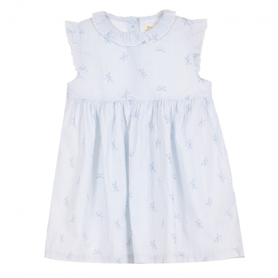 Памучна рокля без ръкави с къдрички за бебе, синя ZY 320719 