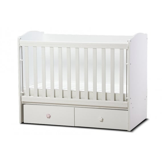 Бебешко креватче, Тони с подвижна решетка, бяло, 60х120 см. Dizain Baby 32074 