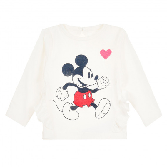 Блуза с къдрички и щампа на Мики Маус, бяла ZY 320789 