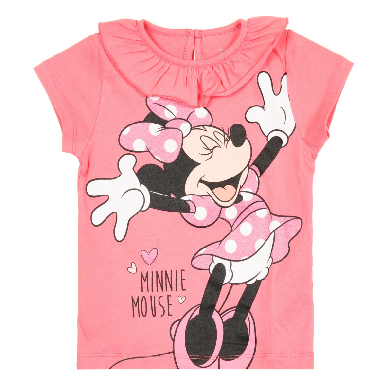 Тениска с щампа Мини Маус за бебе, розова  320797