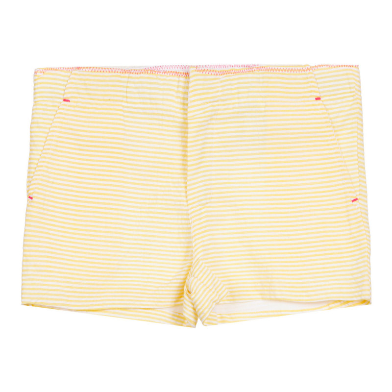 Памучен къс панталон в жълто и бяло райе  320852