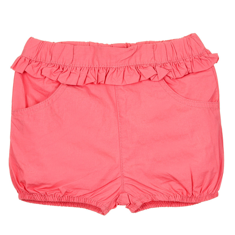Памучен къс панталон с къдрички за бебе момиче, розов  320936