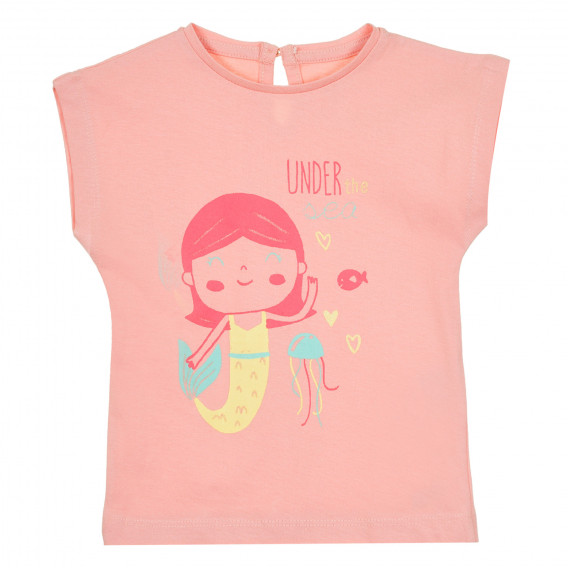 Памучна тениска Under the sea за бебе, розова ZY 320955 