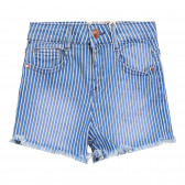 Къси дънкови панталони в бяло и синьо райе ZY 320981 