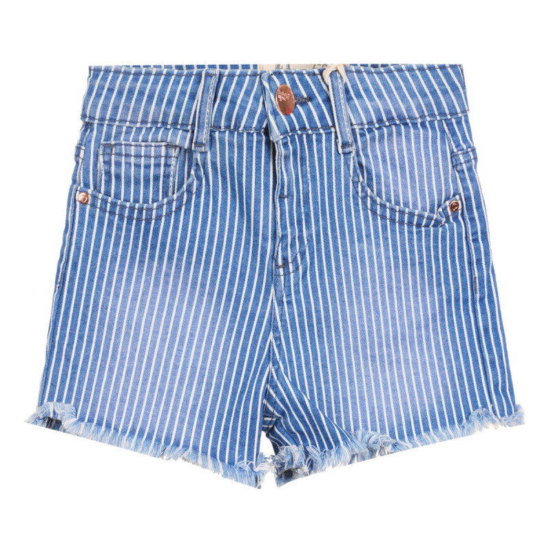 Къси дънкови панталони в бяло и синьо райе  320981