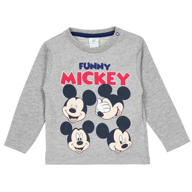 Блуза с принт на Funny Mickey за бебе, сива  321017