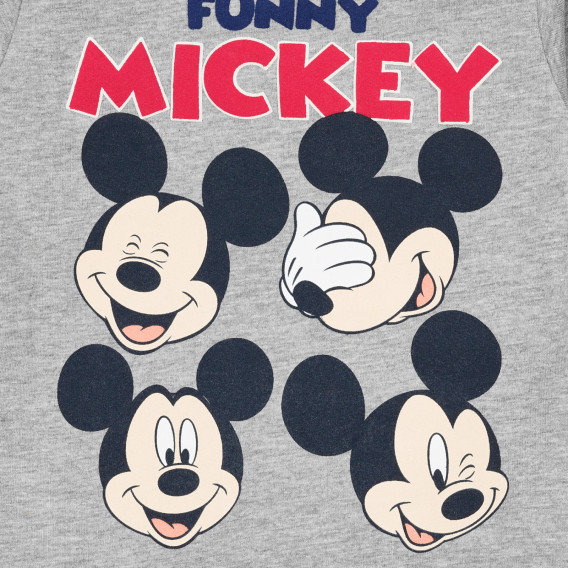 Блуза с принт на Funny Mickey за бебе, сива ZY 321018 2