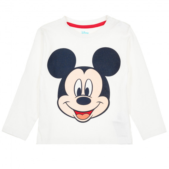 Памучна блуза с щампа на Мики Маус за бебе, бяла ZY 321046 