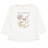 Блуза с щампа Pizza Margherita за бебе, бяла ZY 321070 