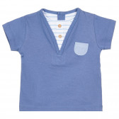 Тениска с джобче за бебе, синя ZY 321104 