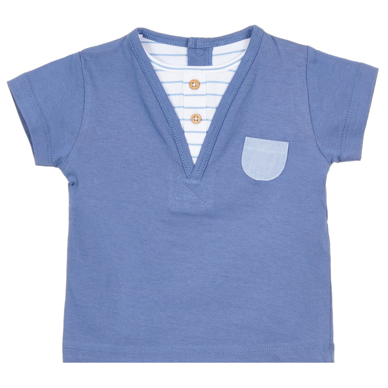 Тениска с джобче за бебе, синя  321104