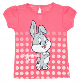 Памучна тениска с щампа на зайче и брокатен акцент за бебе ZY 321108 