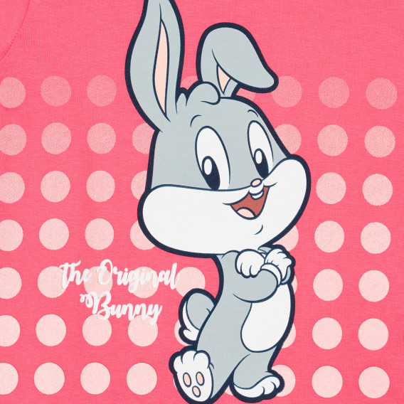 Памучна тениска с щампа на зайче и брокатен акцент за бебе ZY 321109 2
