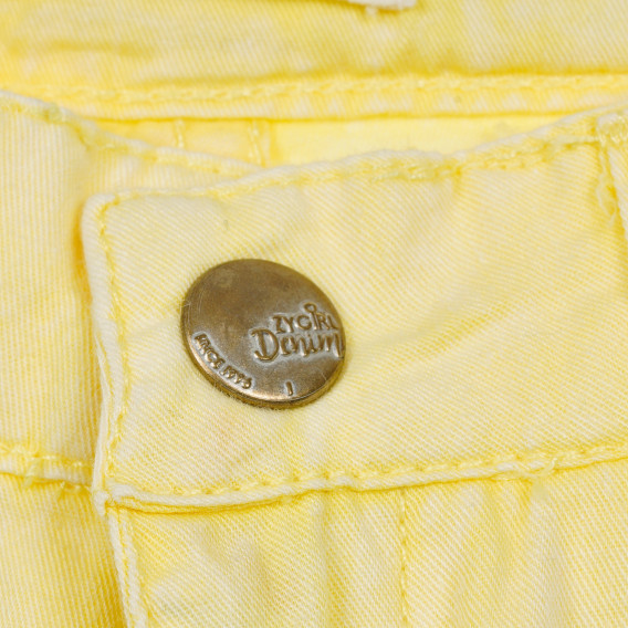 Къс дънков панталон с апликация, жълт ZY 321157 2