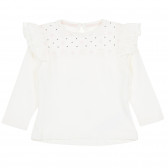 Блуза с флорална щампа и къдрички за бебе, бяла ZY 321160 
