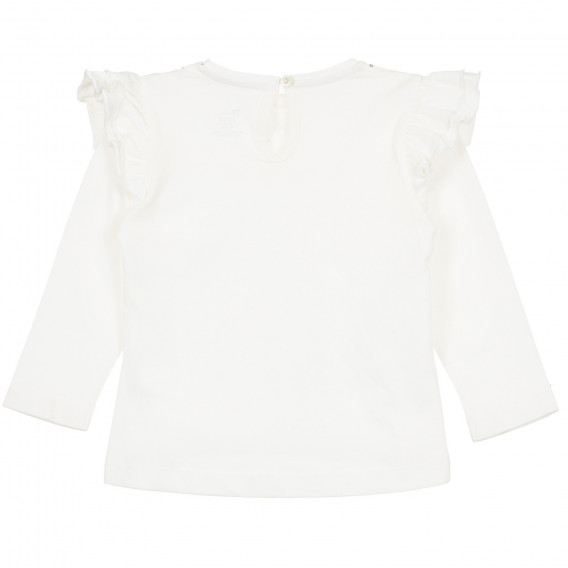 Блуза с флорална щампа и къдрички за бебе, бяла ZY 321163 4