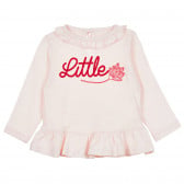 Памучна блуза с надпис Little за бебе, розова ZY 321164 