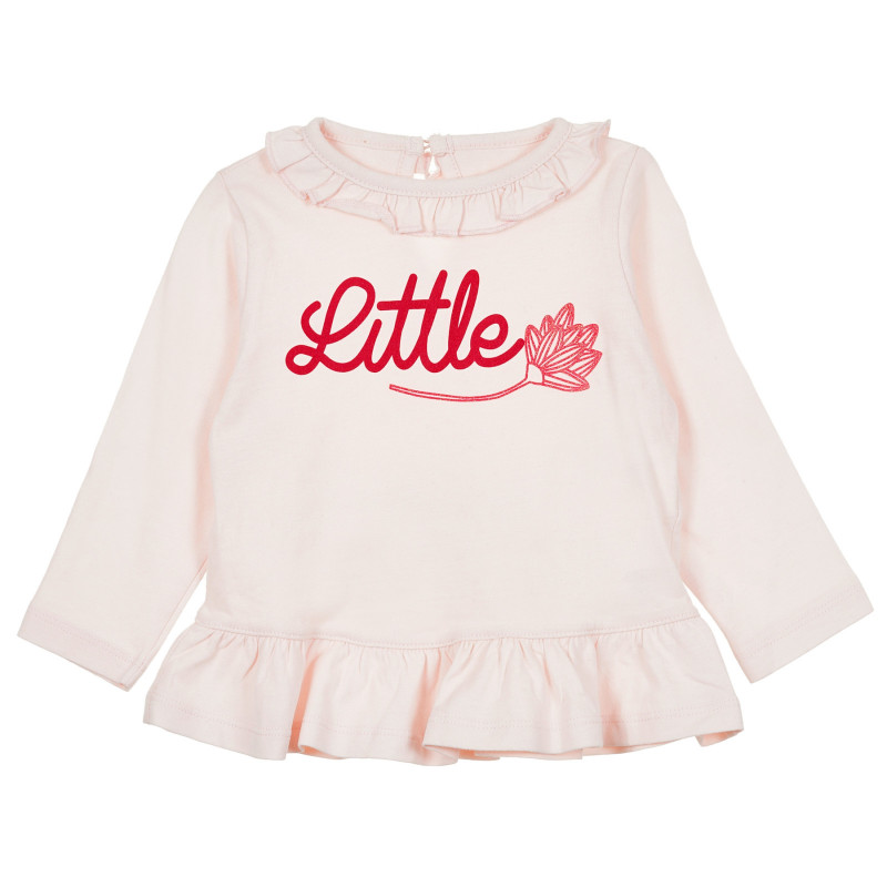 Памучна блуза с надпис Little за бебе, розова  321164