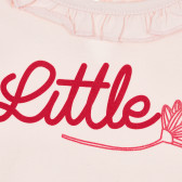 Памучна блуза с надпис Little за бебе, розова ZY 321165 2